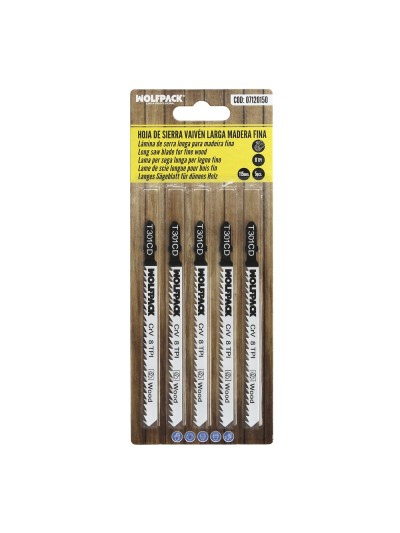 Hojas Larga Sierra Calar Para Madera Corte Medio 5 Piezas. Hoja Cromo Vanadio 58. Vastago T Universal
