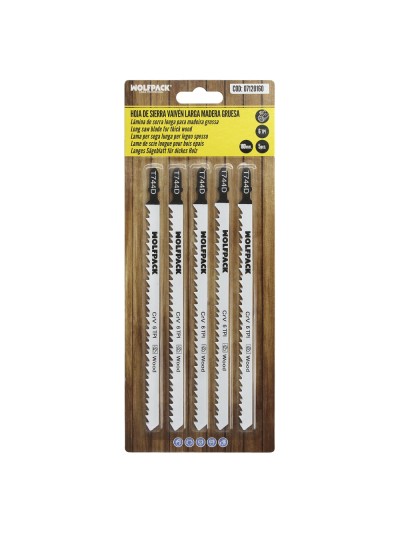 Hoja Larga Sierra Calar Para Madera Corte Grueso 5 Piezas. Hoja Cromo Vanadio 58. Vastago T Universal.