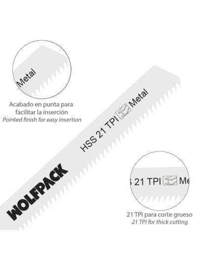 Hoja Larga Sierra Calar Metal Fino 5 Piezas HSS 21 TPI