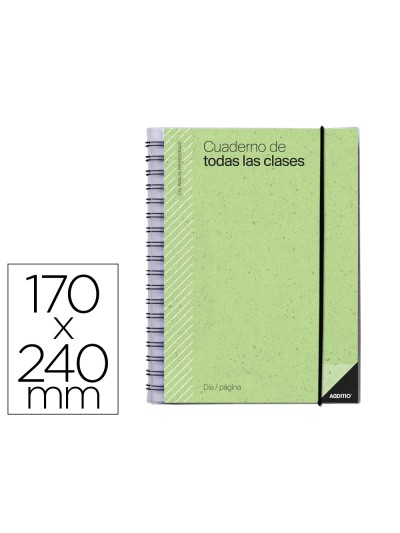 Cuaderno de todas las clases profesorado addittio 256 paginas dia pagina color verde 170x240 mm