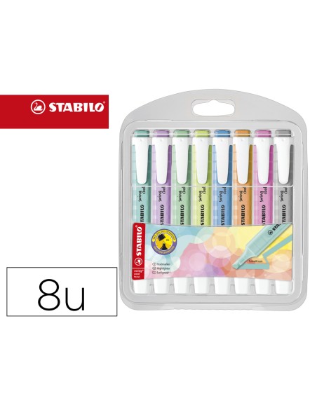 Rotulador stabilo fluorescente fino swing cool pastel estuche de 8 unidades colores surtidos