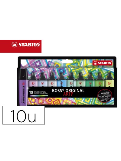 Rotulador stabilo boss fluorescente 70 arty line colores frios estuche carton de 10 unidades colores