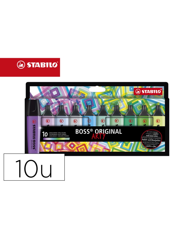 Rotulador stabilo boss fluorescente 70 arty line colores frios estuche carton de 10 unidades colores Rotulador stabilo boss fluorescente 70 arty line colores frios estuche carton de 10 unidades colores