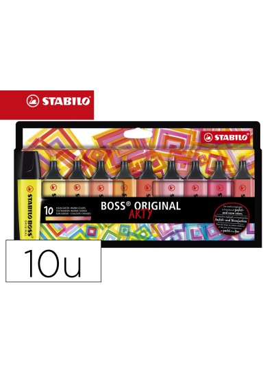Rotulador stabilo boss fluorescente 70 arty line colores calidos estuche carton de 10 unidades colores