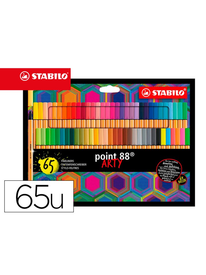 Rotulador stabilo point 88 punta de fibra arty line estuche carton de 65 unidades colores surtidos Rotulador stabilo point 88 punta de fibra arty line estuche carton de 65 unidades colores surtidos