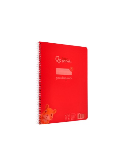 Cuaderno espiral liderpapel din a4 pautaguia tapa plastico80h 90gr cuadro pautado 3mm con margen color rojo