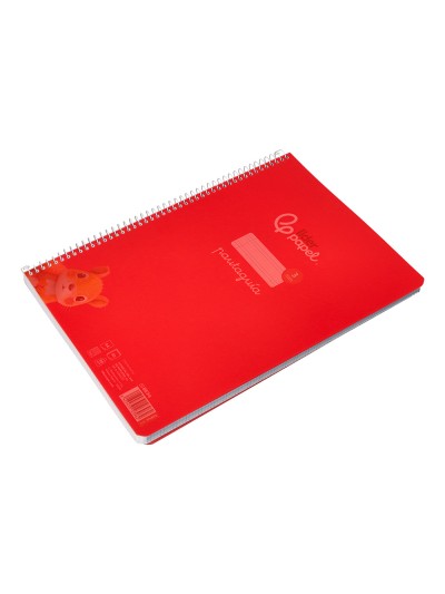 Cuaderno espiral liderpapel din a4 pautaguia tapa plastico80h 90gr cuadro pautado 3mm con margen color rojo