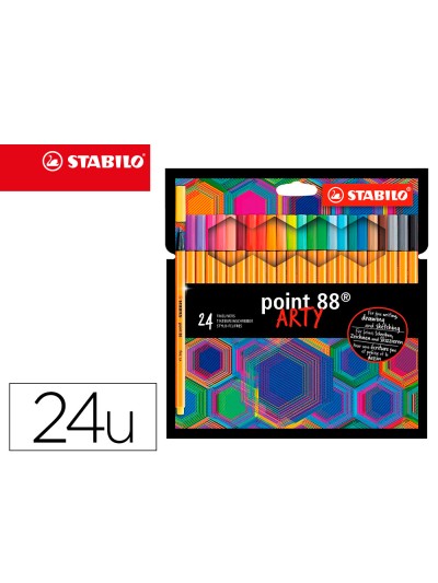 Rotulador stabilo point 88 punta de fibra arty line estuche carton de 24 unidades colores surtidos