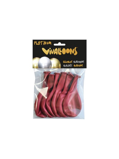 Globo 100% latex biodegradable rojo medianoche blister de 6 unidades