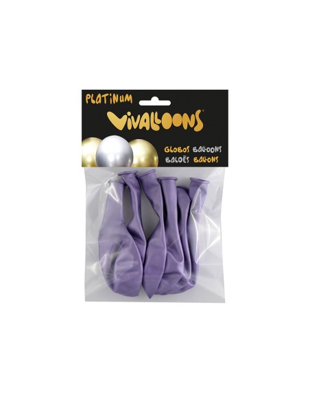 Globo 100% latex biodegradable lila blister de 6 unidades