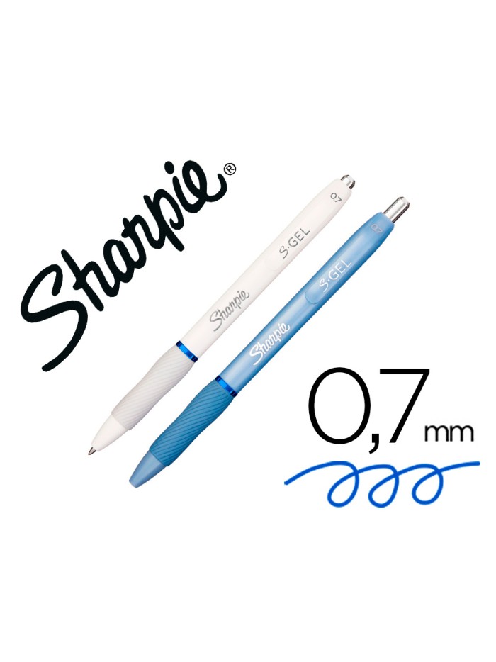 Boligrafo sharpie fashion retractil tinta gel azul 0,7 mm color azul hielo y blanco Boligrafo sharpie fashion retractil tinta gel azul 0,7 mm color azul hielo y blanco