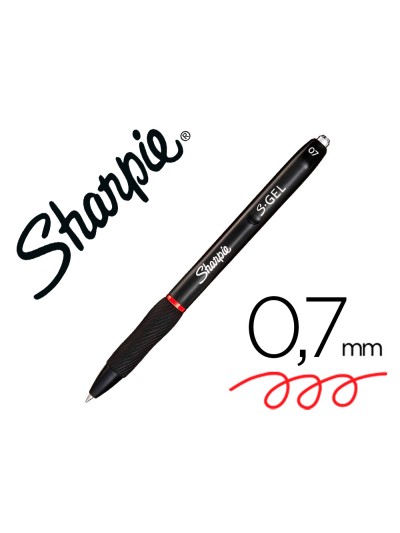 Boligrafo sharpie retractil tinta gel punta 0,7 mm color rojo