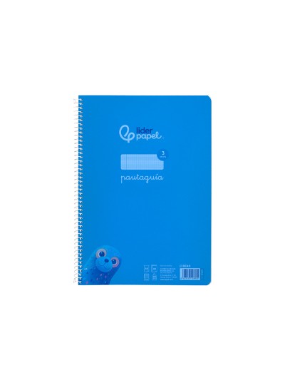 Cuaderno espiral liderpapel din a4 pautaguia tapa plastico 80h 90gr cuadro pautado 3mm con margen color azul