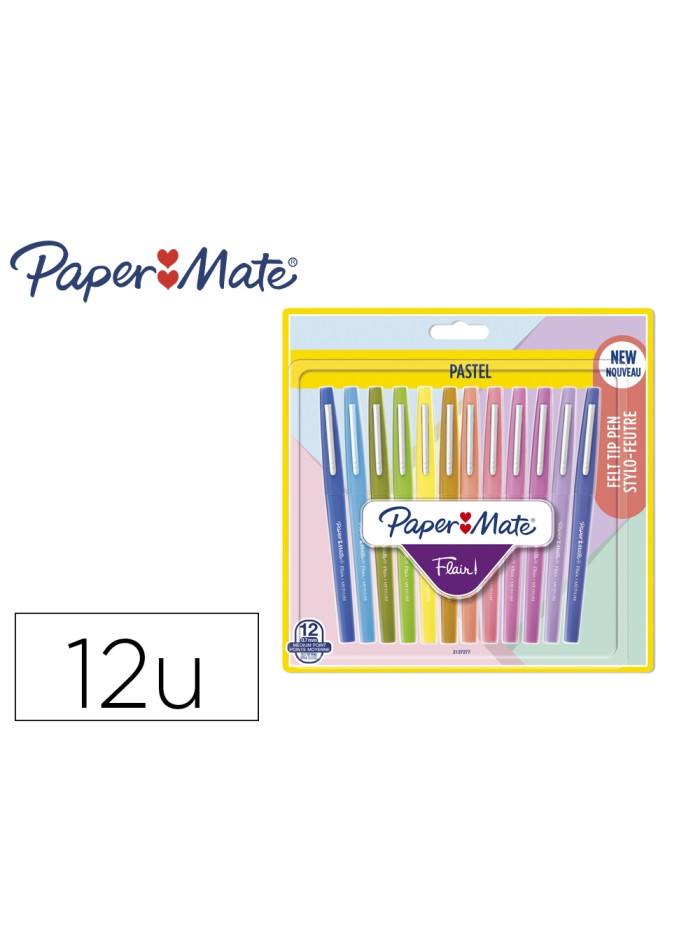 Rotulador paper mate flair pastel punta de fibra blister de 12 unidades colores surtidos Rotulador paper mate flair pastel punta de fibra blister de 12 unidades colores surtidos