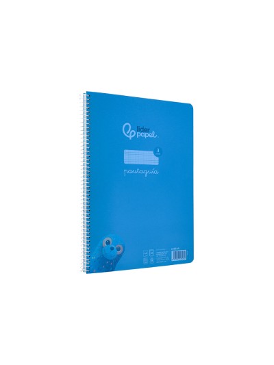 Cuaderno espiral liderpapel din a4 pautaguia tapa plastico 80h 90gr cuadro pautado 3mm con margen color azul