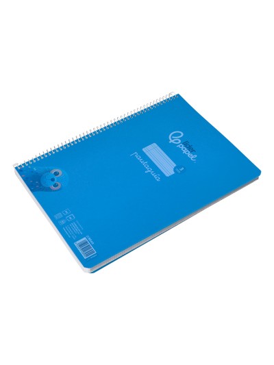 Cuaderno espiral liderpapel din a4 pautaguia tapa plastico 80h 90gr cuadro pautado 3mm con margen color azul