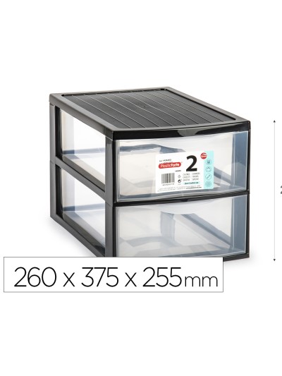 Cajonera plastiforte ebro 2 cajones color negro 260x375x255 mm