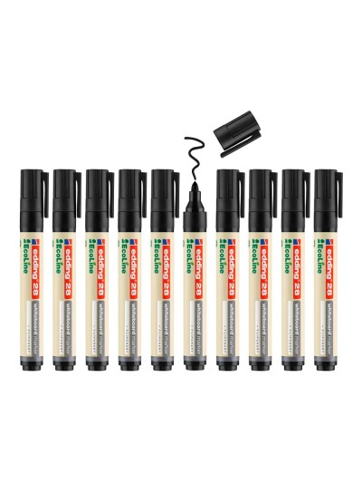 Rotulador edding 28 para pizarra blanca ecoline 90% reciclado color negro punta redonda 1,5-3 mm recargable