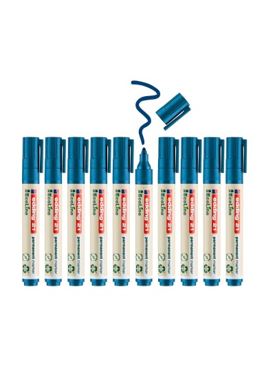 Rotulador edding 21 marcador permanente ecoline 90% reciclado color azul punta redonda 1,5-3 mm recargable
