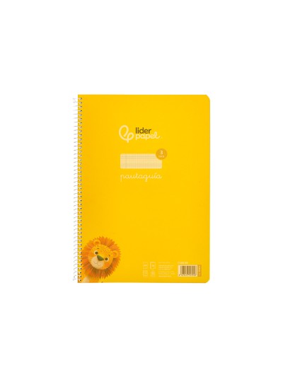 Cuaderno espiral liderpapel din a4 pautaguia tapa plastico 80h 90gr cuadro pautado 3mm con margen color amarillo