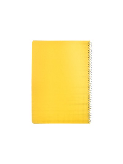 Cuaderno espiral liderpapel din a4 pautaguia tapa plastico 80h 90gr cuadro pautado 3mm con margen color amarillo
