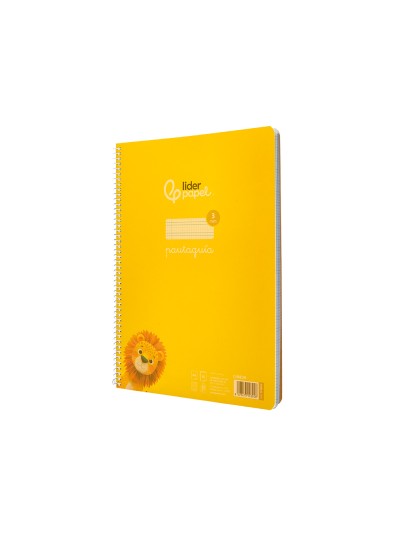 Cuaderno espiral liderpapel din a4 pautaguia tapa plastico 80h 90gr cuadro pautado 3mm con margen color amarillo