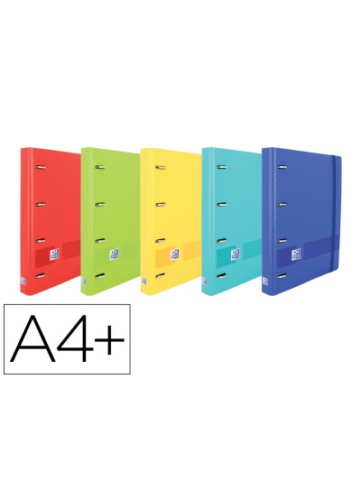 Carpeta con recambio oxford europeanbinder live&go din a4+polyfoam 4 anillas 35 mm cuadro 5 mm colores surtidos