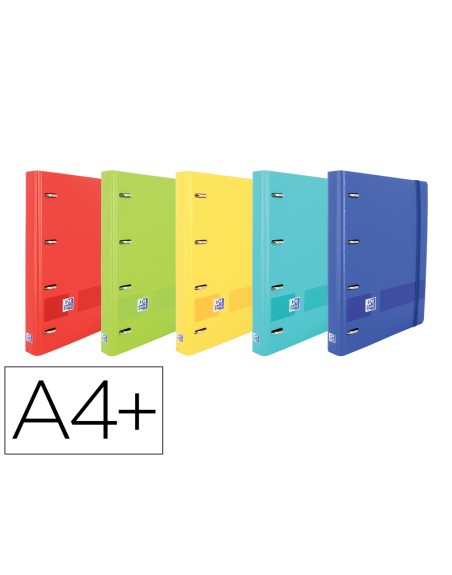 Carpeta con recambio oxford europeanbinder live&go din a4+polyfoam 4 anillas 35 mm cuadro 5 mm colores surtidos