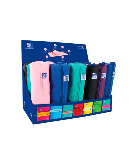 Bolso escolar oxford portatodo teens expositor de 24 unidades colores surtidos
