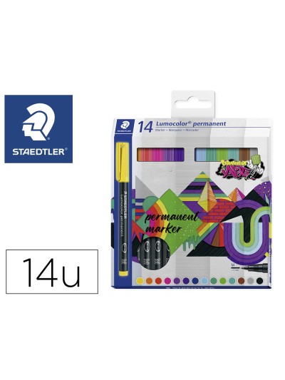 Rotulador staedtler lumocolor retroproyeccion punta de fibra permanente 317 caja de 14 unidades colores surtidos