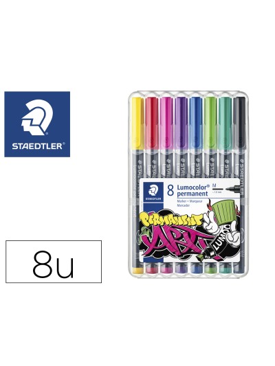 Rotulador staedtler lumocolor permanente art estuche de 8 unidades colores surtidos