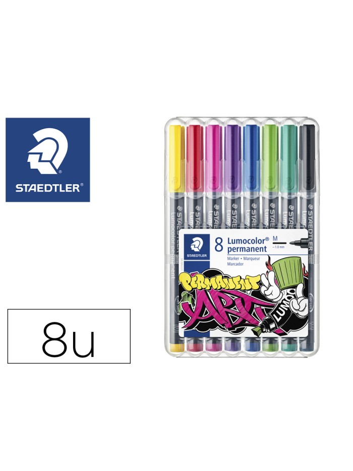 Rotulador staedtler lumocolor permanente art estuche de 8 unidades colores surtidos Rotulador staedtler lumocolor permanente art estuche de 8 unidades colores surtidos
