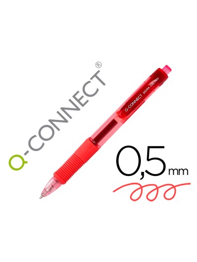 Boligrafo q-connect sigma retractil con sujecion de caucho tinta gel 0,5 mm color rojo