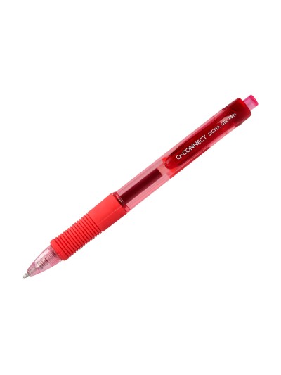 Boligrafo q-connect sigma retractil con sujecion de caucho tinta gel 0,5 mm color rojo