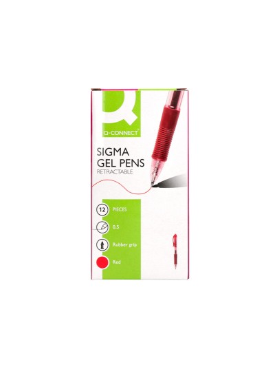 Boligrafo q-connect sigma retractil con sujecion de caucho tinta gel 0,5 mm color rojo