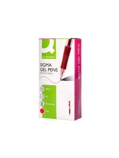 Boligrafo q-connect sigma retractil con sujecion de caucho tinta gel 0,5 mm color rojo