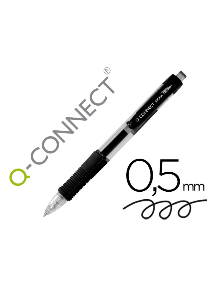 Boligrafo q-connect sigma retractil con sujecion de caucho tinta gel 0,5 mm color negro Boligrafo q-connect sigma retractil con sujecion de caucho tinta gel 0,5 mm color negro