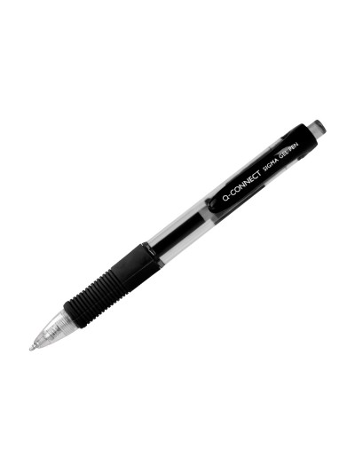 Boligrafo q-connect sigma retractil con sujecion de caucho tinta gel 0,5 mm color negro