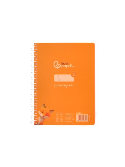Cuaderno espiral liderpapel din a5 pautaguia tapa plastico 80h 90gr cuadro pautado 4mm color naranja