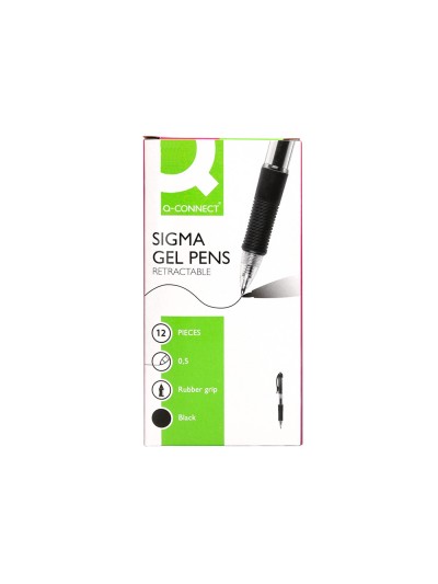 Boligrafo q-connect sigma retractil con sujecion de caucho tinta gel 0,5 mm color negro