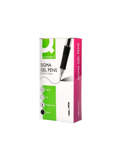Boligrafo q-connect sigma retractil con sujecion de caucho tinta gel 0,5 mm color negro