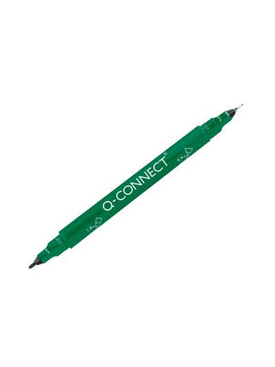 Rotulador q-connect marcador permanente doble punta color verde 0,4 mm y 1 mm