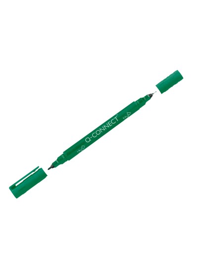 Rotulador q-connect marcador permanente doble punta color verde 0,4 mm y 1 mm
