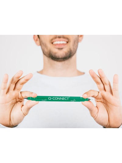 Rotulador q-connect marcador permanente doble punta color verde 0,4 mm y 1 mm