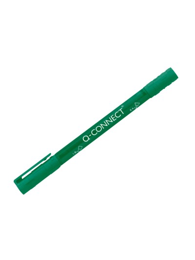 Rotulador q-connect marcador permanente doble punta color verde 0,4 mm y 1 mm