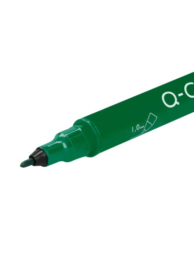 Rotulador q-connect marcador permanente doble punta color verde 0,4 mm y 1 mm