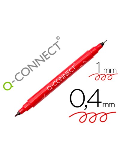 Rotulador q-connect marcador permanente doble punta color rojo 0,4 mm y 1 mm