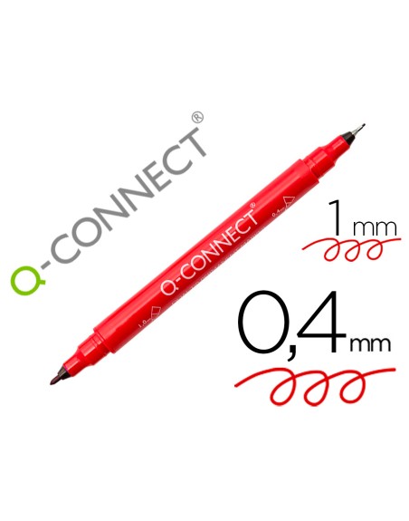 Rotulador q-connect marcador permanente doble punta color rojo 0,4 mm y 1 mm