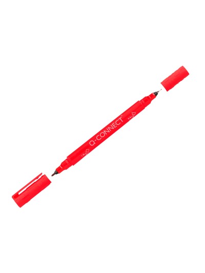 Rotulador q-connect marcador permanente doble punta color rojo 0,4 mm y 1 mm