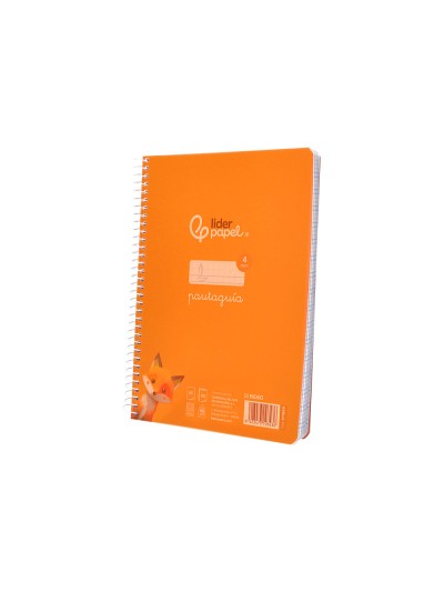Cuaderno espiral liderpapel din a5 pautaguia tapa plastico 80h 90gr cuadro pautado 4mm color naranja